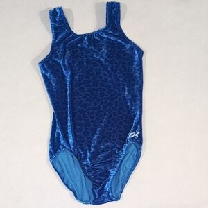 GK Blue Leopard Print Gymnast Leotard Size AM / 16